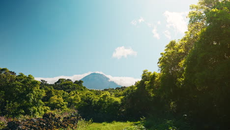 Wide-shot-of-Mount-Pico-in-the-Azores-islands,-Portugal