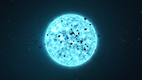 Weltraumgesteinstrümmer,-Die-Einen-Blauen-Stern-In-Den-Weiten-Des-Universums-Umkreisen