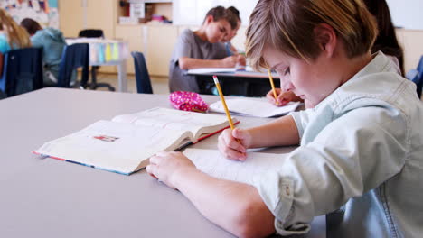 Grundschulkinder-An-Schreibtischen-In-Der-Klasse-Während-Eines-Tests