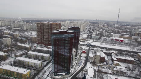 Luftbild-Der-Winterlichen-Stadt-Moskau,-Russland