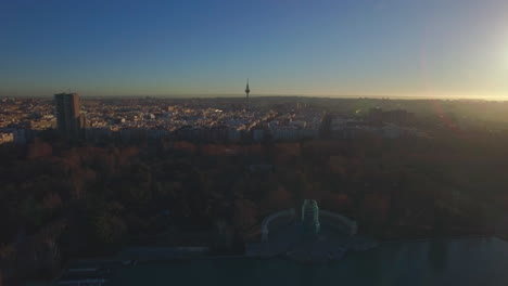 Aerial-scene-of-Madrid-with-Buen-Retiro-Park-in-winter-morning-Spain
