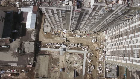 Flying-over-construction-site-and-new-built-house-in-Moscow-Russia