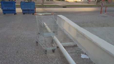 A-steadicam-shot-of-an-empty-shopping-cart