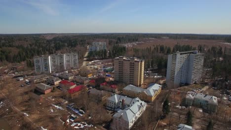 Flying-over-township-in-the-country-Russia