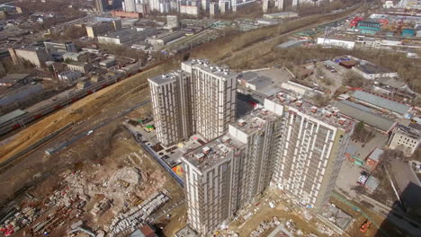 Flying-over-residential-compound-under-construction-in-Moscow-Russia
