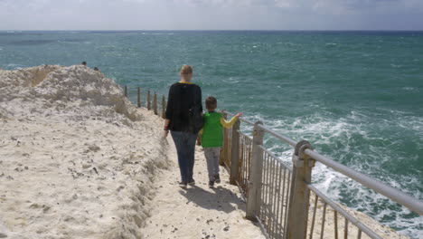 Mother-and-son-visiting-Rosh-Hanikra-Israel
