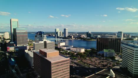 Panorama-Aerial-of-downtown-Jacksonville,-Florida
