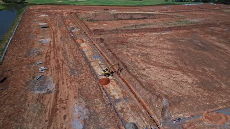 Yarrawonga,-Victoria,-Australia---22-November-2023:-Aerial-view-of-a-new-building-site-in-the-middle-of-Black-Bull-Golf-Course-in-Yarrawonga-Victoria