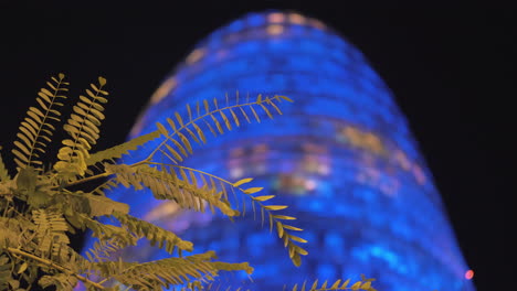 Torre-Agbar-illuminated-with-blue-at-night