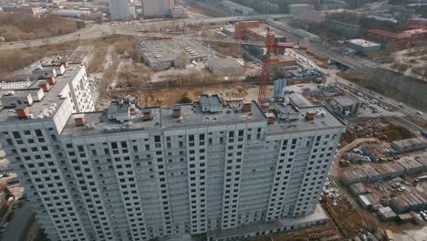 An-aerial-view-of-a-building-construction-on-a-bright-day