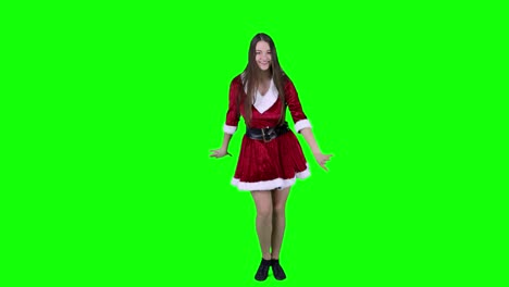 Weihnachten,-Silvester,-Weibliches-Cosplay-Outfit,-Greenscreen-Tanz