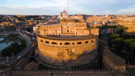 Cinematic-Establishing-Drone-Shot-Above-Castel-Sant'Angelo