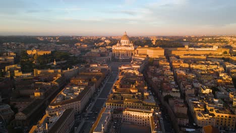 Forward-Drone-Shot-Above-Saint-Peter's-Square-in-Vatican-City-at-Sunrise