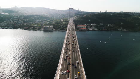 Drone-takes-video-from-above-on-the-Bosphorus-Bridge-connecting-two-continents-in-the-Bosphorus
