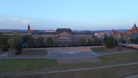 Stunning-aerial-top-view-flight-Saxon-State-Ministry-of-Culture-city-Dresden