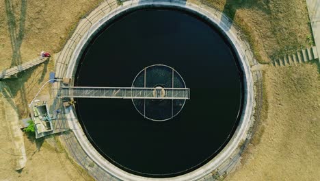 Aerial-drone-shot-of-sewage-treatment-plant