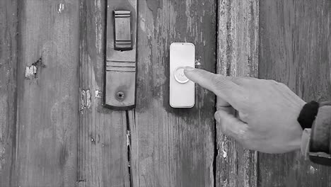pressing-doorbell-with-a-delivery-with-people-stock-footage-stock-video