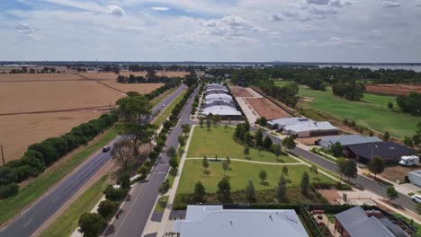 Aerial-alongside-the-Midland-Highway-near-Yarrawonga-and-showing-new-estate-and-golf-course