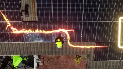 Man-cleaning-solar-panels-with-added-battery-icon-and-visualization---CGI-render
