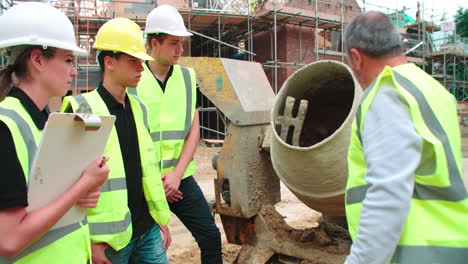 Builder-Using-Cement-Mixer-On-Building-Site-With-Apprentices