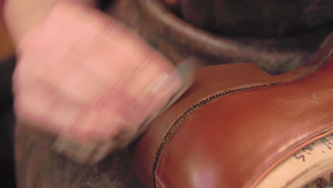 Bespoke-Shoemaker-Staining-And-Polishing-Leather-Of-Shoe