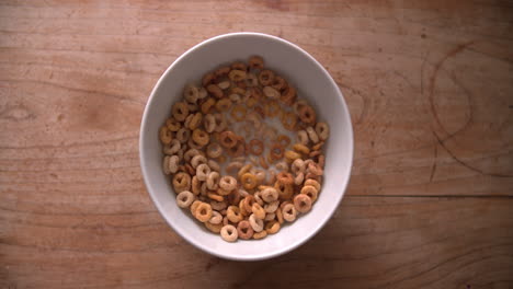 Point-Of-View-Shot-Of-Person-Eating-Bowl-Of-Breakfast-Cereal