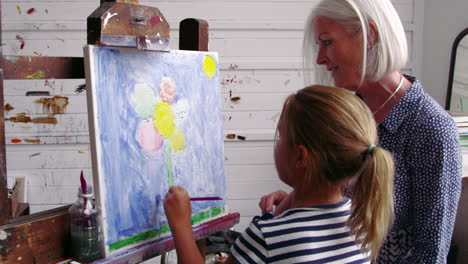 Grandmother-And-Granddaughter-Painting-In-Studio-Shot-On-R3D