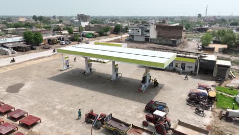 Aerial-View-Of-Gas-Station-In-Badin,-Pakistan