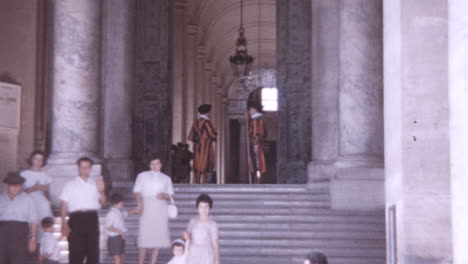 Guardia-Svizzera-Stand-at-the-Entrance-of-St-Peters-Basilica-in-Rome-1960s
