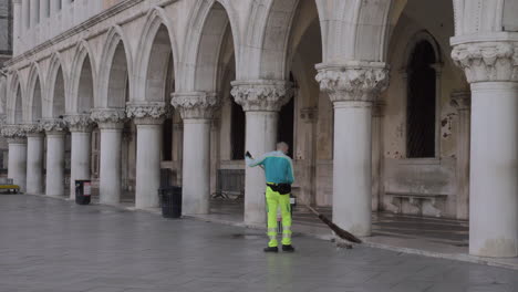 Street-cleaner-sweeping-St-Marks-Square-in-the-morning