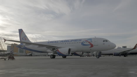 Airplane-of-Ural-Airlines-arrived-at-Sheremetyevo-Airport-in-Moscow-Russia