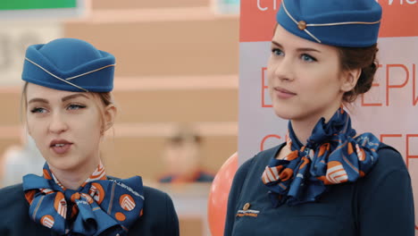 Sheremetyevo-Airport-staff-Young-women-in-blue-uniform