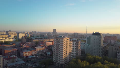 Morgenstadtbild-Von-Moskau,-Luftaufnahme