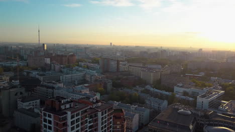 Aerial-view-of-Moscow-at-sunrise-Russia