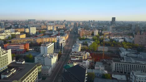 Moskauer-Stadtbild-Im-Morgendlichen-Luftbild