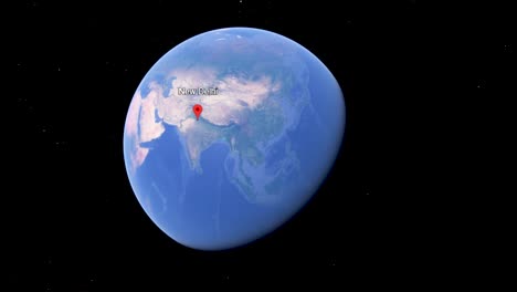 New-Delhi-India-Map-Destination,-Graphics-Animation-on-Google-Earth-App