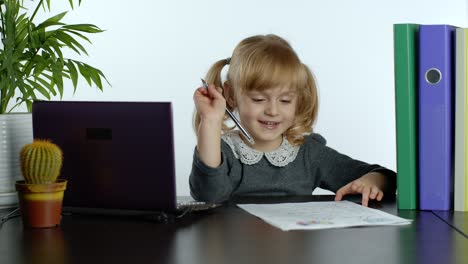 Back-to-school,-online-learning,-distance-lesson,-education-at-home,-technology-for-schoolgirl-child