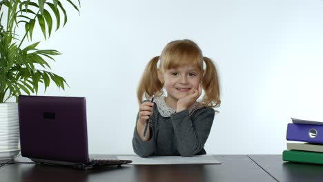 Back-to-school,-online-learning,-distance-lesson,-education-at-home,-technology-for-schoolgirl-child
