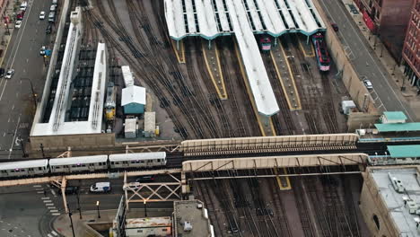 Aerial-view-of-a-CTA-train-in-front-of-the-Ogilvie-Transportation-Center-in-Chicago