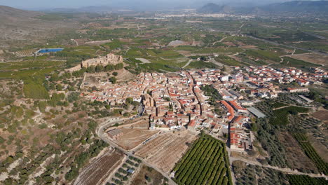 Aerial-view-of-the-town-of-Montesa-and-its-surroundings