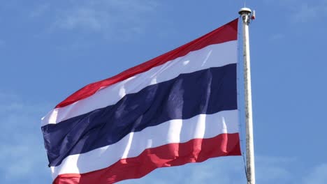Thailand's-flag-fluttering-in-the-wind-slow-motion