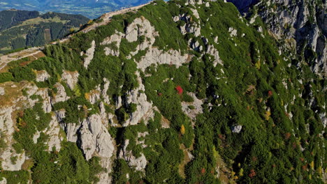Aerial-view-of-rocky-Kehlstein-mountains-with-lush-green-forests,-Berchtesgaden,-Germany