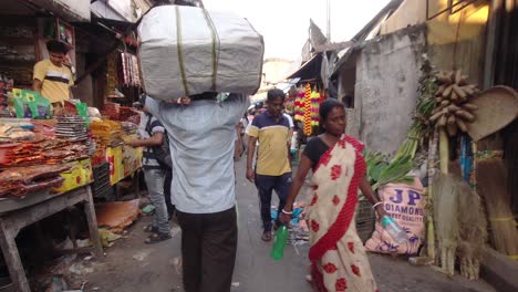 Material-De-Archivo-De-La-Calle-Kolkata-Y-Los-Trabajadores