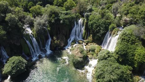 Aerial-Overhead-View-Of-Cascading-Kravica-Waterfalls-Located-In-Bosnia-and-Herzegovina