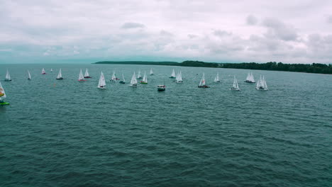 Panoramic-view-of-ships-racing-in-regatta-on-the-deep-sea-waters