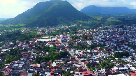 beautiful-aerial-view-with-drone-of-flying-overt-Chocaman-town,-Veracruz,-Mexico