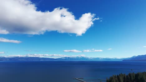 Drone-shot-panning-down-of-Lake-Tahoe-on-a-perfect-sunny-day