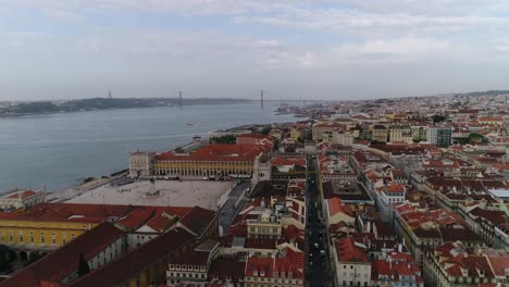 Aerial-View-Over-Commerce-Square-in-Lisbon-Called-Praca-Do-Comercio-the-Central-Market-Square