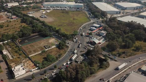 Drone-shoot-fo-crossroad-at-industrial-zone-of-Tepotzotlan,-State-of-Mexico