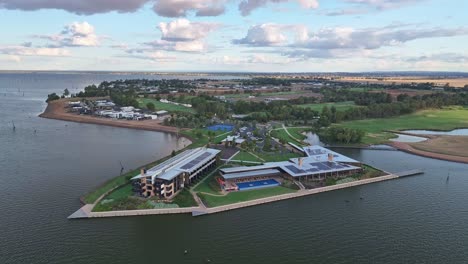 Aerial-approaching-the-Sebel-Hotel-complex-from-above-Lake-Mulwala-in-Yarrawonga